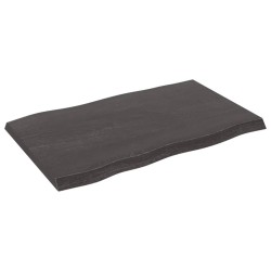 vidaXL Tablero mesa madera tratada borde vivo marrón 80x50x(2-4) cm