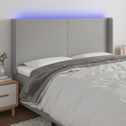vidaXL Cabecero con LED de tela gris claro 163x16x118/128 cm