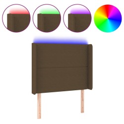 vidaXL Cabecero con LED de tela marrón oscuro 83x16x118/128 cm