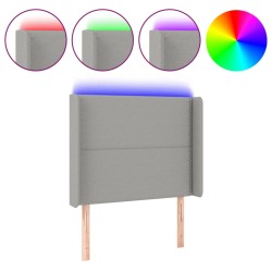 vidaXL Cabecero con LED de tela gris claro 103x16x118/128 cm