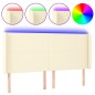 vidaXL Cabecero con LED cuero sintético color crema 183x16x118/128 cm vidaXL Cabecero con LED cuero sintético color crema 183x16x118/128 cm