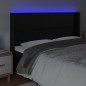 vidaXL Cabecero con LED cuero sintético negro 183x16x118/128 cm
