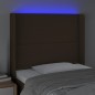 vidaXL Cabecero con LED de tela marrón oscuro 93x16x118/128 cm vidaXL Cabecero con LED de tela marrón oscuro 93x16x118/128 cm