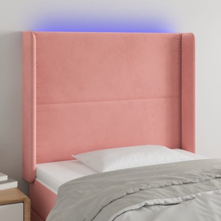 vidaXL Cabecero con LED de terciopelo rosa 93x16x118/128 cm