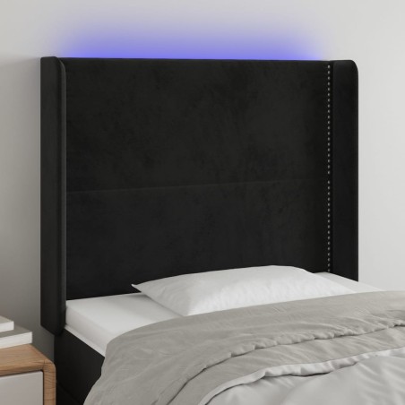 vidaXL Cabecero con LED de terciopelo negro 83x16x118/128 cm