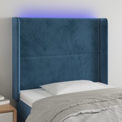 vidaXL Cabecero con LED de terciopelo azul oscuro 103x16x118/128 cm