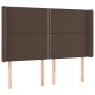 vidaXL Cabecero con LED cuero sintético marrón 147x16x118/128 cm