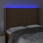 vidaXL Cabecero con LED cuero sintético marrón 147x16x118/128 cm
