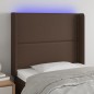 vidaXL Cabecero con LED cuero sintético marrón 93x16x118/128 cm vidaXL Cabecero con LED cuero sintético marrón 93x16x118/128 cm