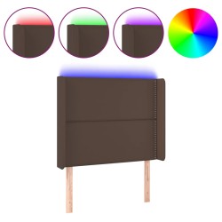 vidaXL Cabecero con LED cuero sintético marrón 93x16x118/128 cm