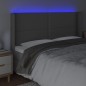 vidaXL Cabecero con LED cuero sintético gris 203x16x118/128 cm vidaXL Cabecero con LED cuero sintético gris 203x16x118/128 cm