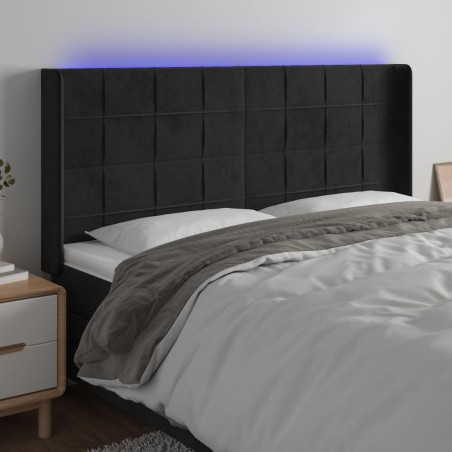 vidaXL Cabecero con LED de terciopelo negro 163x16x118/128 cm