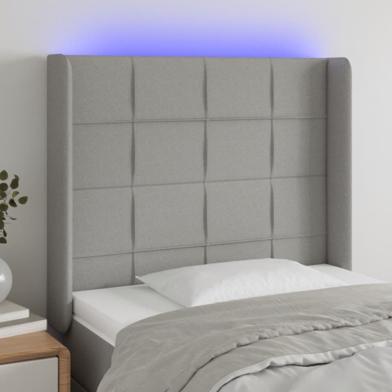 vidaXL Cabecero con LED de tela gris claro 83x16x118/128 cm vidaXL Cabecero con LED de tela gris claro 83x16x118/128 cm