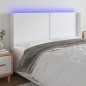 vidaXL Cabecero con LED cuero sintético blanco 203x16x118/128 cm vidaXL Cabecero con LED cuero sintético blanco 203x16x118/128 cm