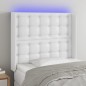 vidaXL Cabecero con LED cuero sintético blanco 93x16x118/128 cm