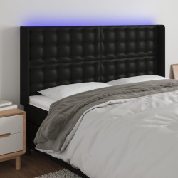 vidaXL Cabecero con LED cuero sintético negro 183x16x118/128 cm