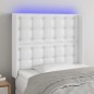 vidaXL Cabecero con LED cuero sintético blanco 103x16x118/128 cm vidaXL Cabecero con LED cuero sintético blanco 103x16x118/128 cm