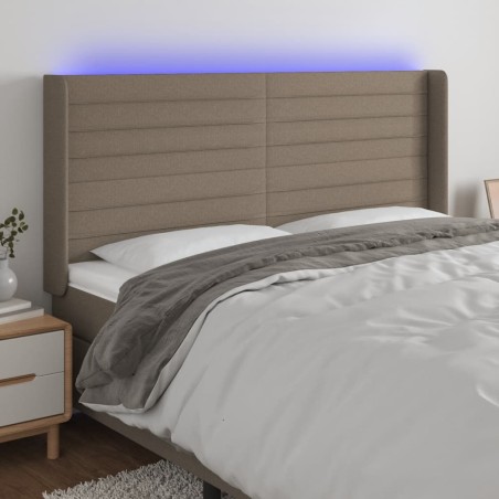 vidaXL Cabecero con LED de tela gris taupe 203x16x118/128 cm