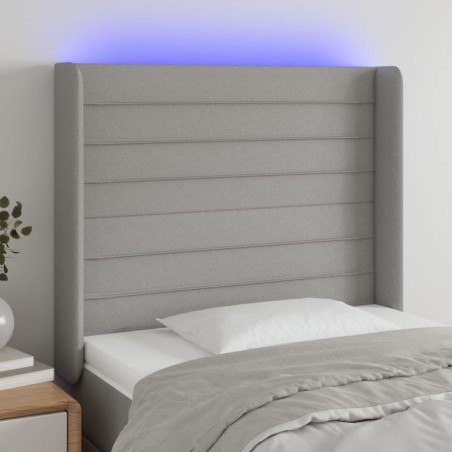 vidaXL Cabecero con LED de tela gris claro 103x16x118/128 cm