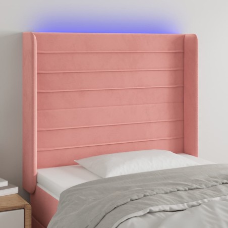 vidaXL Cabecero con LED de terciopelo rosa 103x16x118/128 cm
