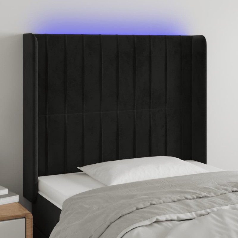 vidaXL Cabecero con LED de terciopelo negro 83x16x118/128 cm vidaXL Cabecero con LED de terciopelo negro 83x16x118/128 cm