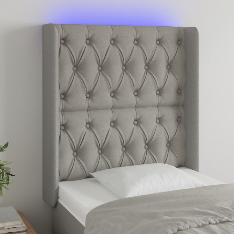 vidaXL Cabecero con LED de tela gris claro 83x16x118/128 cm vidaXL Cabecero con LED de tela gris claro 83x16x118/128 cm