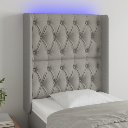 vidaXL Cabecero con LED de tela gris claro 83x16x118/128 cm