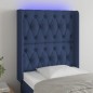 vidaXL Cabecero con LED de tela azul 83x16x118/128 cm