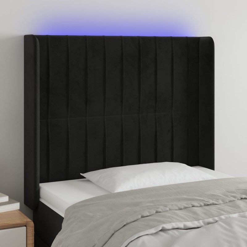 vidaXL Cabecero con LED de terciopelo negro 103x16x118/128 cm vidaXL Cabecero con LED de terciopelo negro 103x16x118/128 cm