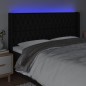 vidaXL Cabecero con LED de tela negro 203x16x118/128 cm