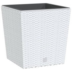 vidaXL Macetero con interior extraíble PP ratán blanco 21/32 L