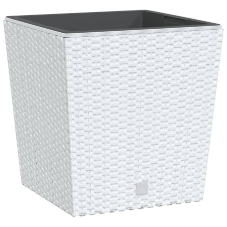 vidaXL Macetero con interior extraíble PP ratán blanco 21/32 L