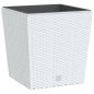 vidaXL Macetero con interior extraíble PP ratán blanco 21/32 L vidaXL Macetero con interior extraíble PP ratán blanco 21/32 L
