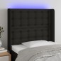 vidaXL Cabecero con LED de tela negro 103x16x118/128 cm vidaXL Cabecero con LED de tela negro 103x16x118/128 cm