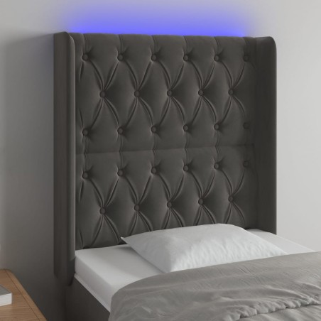 vidaXL Cabecero con LED de terciopelo gris oscuro 83x16x118/128 cm