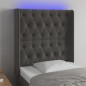 vidaXL Cabecero con LED de terciopelo gris oscuro 83x16x118/128 cm vidaXL Cabecero con LED de terciopelo gris oscuro 83x16x118/128 cm