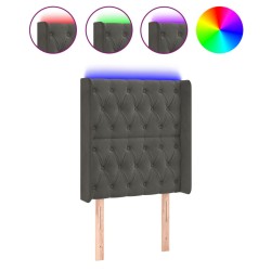 vidaXL Cabecero con LED de terciopelo gris oscuro 83x16x118/128 cm