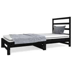 vidaXL Sofá cama extraíble madera maciza de pino negro 2x(90x190) cm