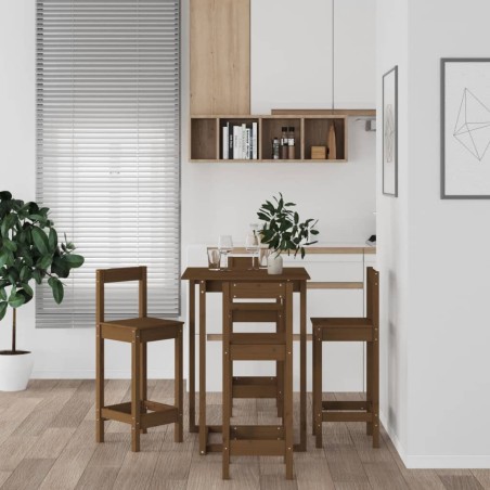 vidaXL Set de bar 5 piezas madera maciza de pino marrón miel