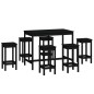 vidaXL Set de bar 7 piezas madera maciza de pino negro vidaXL Set de bar 7 piezas madera maciza de pino negro