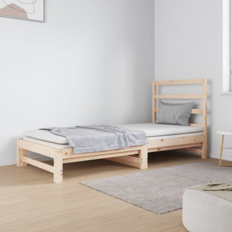 vidaXL Sofá cama extraíble madera maciza de pino 2x(90x190) cm