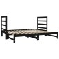vidaXL Sofá cama extraíble madera maciza de pino negro 2x(90x190) cm