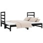 vidaXL Sofá cama extraíble madera maciza de pino negro 2x(90x190) cm