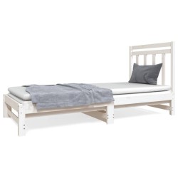 vidaXL Sofá cama extraíble madera maciza de pino blanco 2x(90x190) cm