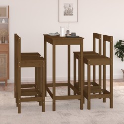 vidaXL Set de bar 5 piezas madera maciza de pino marrón miel