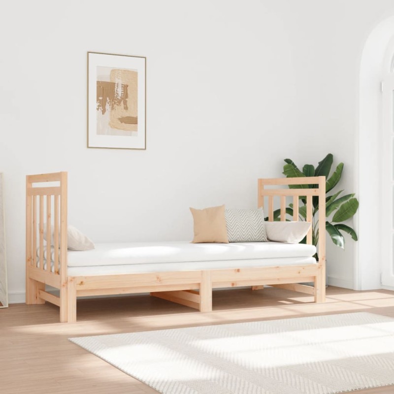 vidaXL Sofá cama extraíble madera maciza de pino 2x(90x190) cm vidaXL Sofá cama extraíble madera maciza de pino 2x(90x190) cm