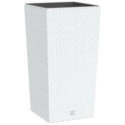 vidaXL Macetero con interior extraíble PP ratán blanco 21/49 L