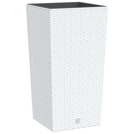 vidaXL Macetero con interior extraíble PP ratán blanco 21/49 L