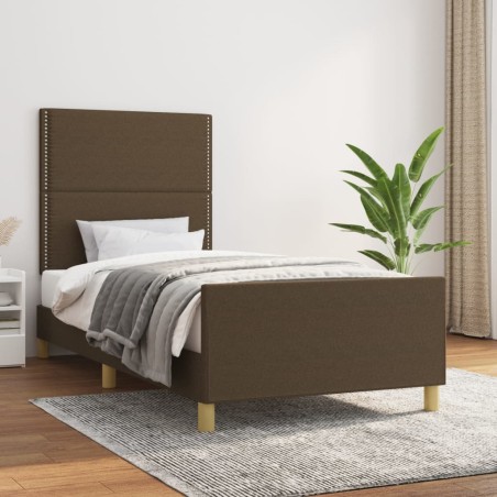 vidaXL Estructura de cama con cabecero de tela marrón oscuro 80x200 cm