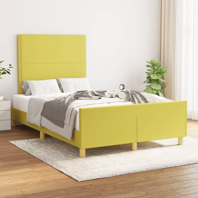 vidaXL Estructura de cama con cabecero de tela verde 120x200 cm vidaXL Estructura de cama con cabecero de tela verde 120x200 cm